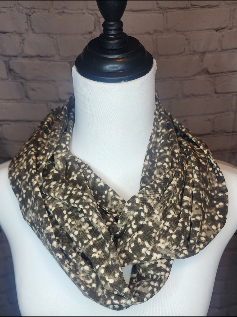 J. Jill Black and Cream Infinity Scarf with Speckled Print